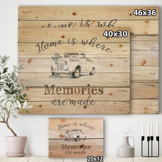 Designart - Farmhouse Moment Truck - Farmhouse Print on Natural Pine Wood